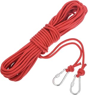 MECCANIXITY Hollow Braided Polypropylene Anchor Rope with Hook, 1/4 Inch 50ft Nylon Floating Line for Marine Pool Life Boat Anchor Rope, Red