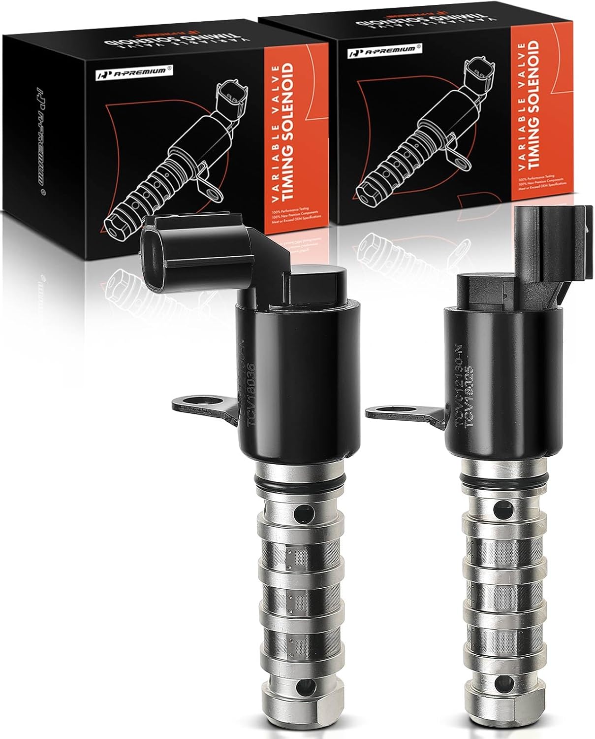 A-Premium 2-PC Intake & Exhaust Engine Variable Valve Timing (VVT) Solenoid Compatible with Hyundai Santa Fe Sonata Tucson & Kia Forte Optima, Replace# 243552G500 243752G500