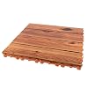 Outdoor Wooden Interlocking Deck Tiles Waterproof Carbonized Wood, 2.4cm Thickness, Reinforced Base and Wood Oil Coating, Balcony and Patio Flooring for Garden and Terrace Use