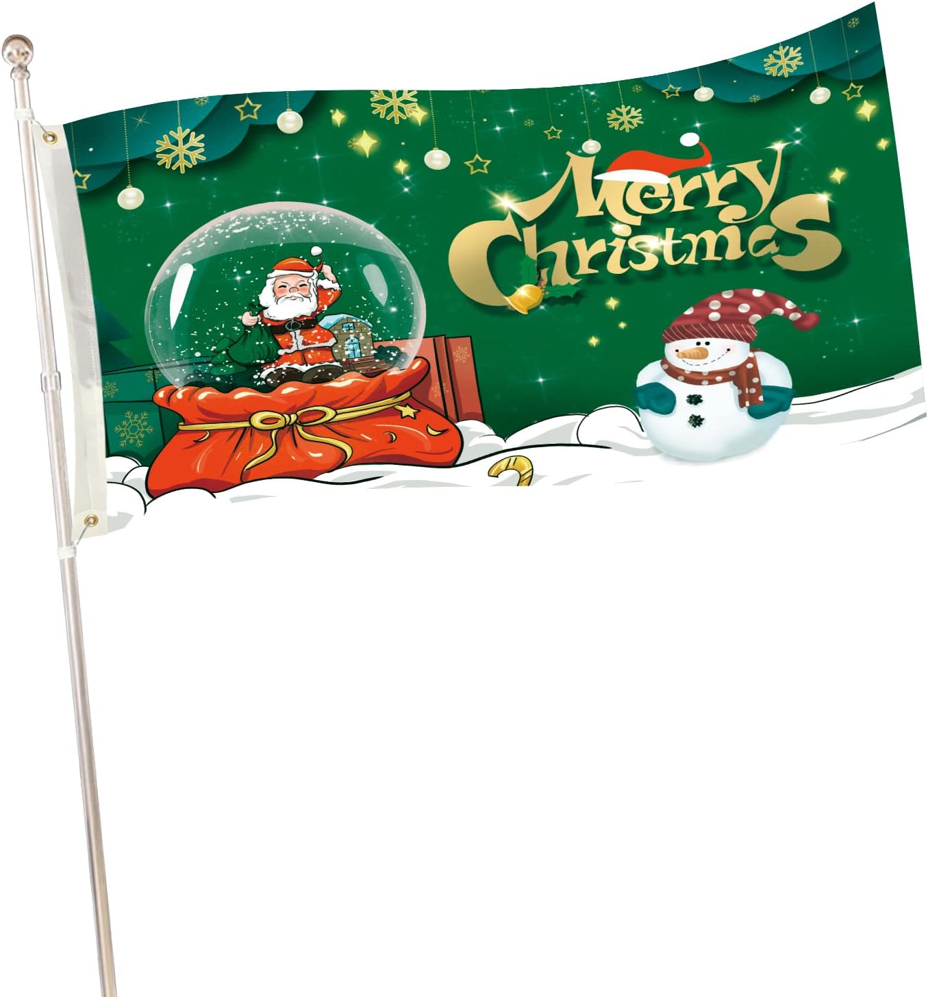 GrantopGrantop Garden Flag, 35.5 * 71 inch Green Christmas Winter Gnomes Garden Welcome Flag, Xmas Outdoor Flag for Indoor and Outdoor Houses Decorated with Burlap Flags