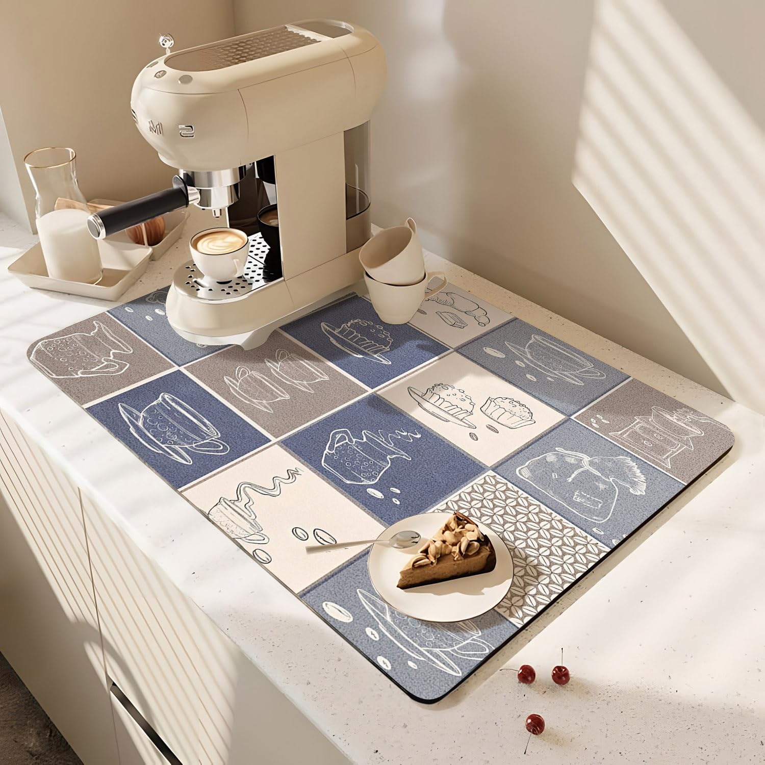 Coffee Bar Mat Rubber Dish Drying Mat For Kitchen Counter Coffee Mat for Home Bar Gift Kitchen AccessoriesDecorative Shop Chocolate Dish Drying Pad 18