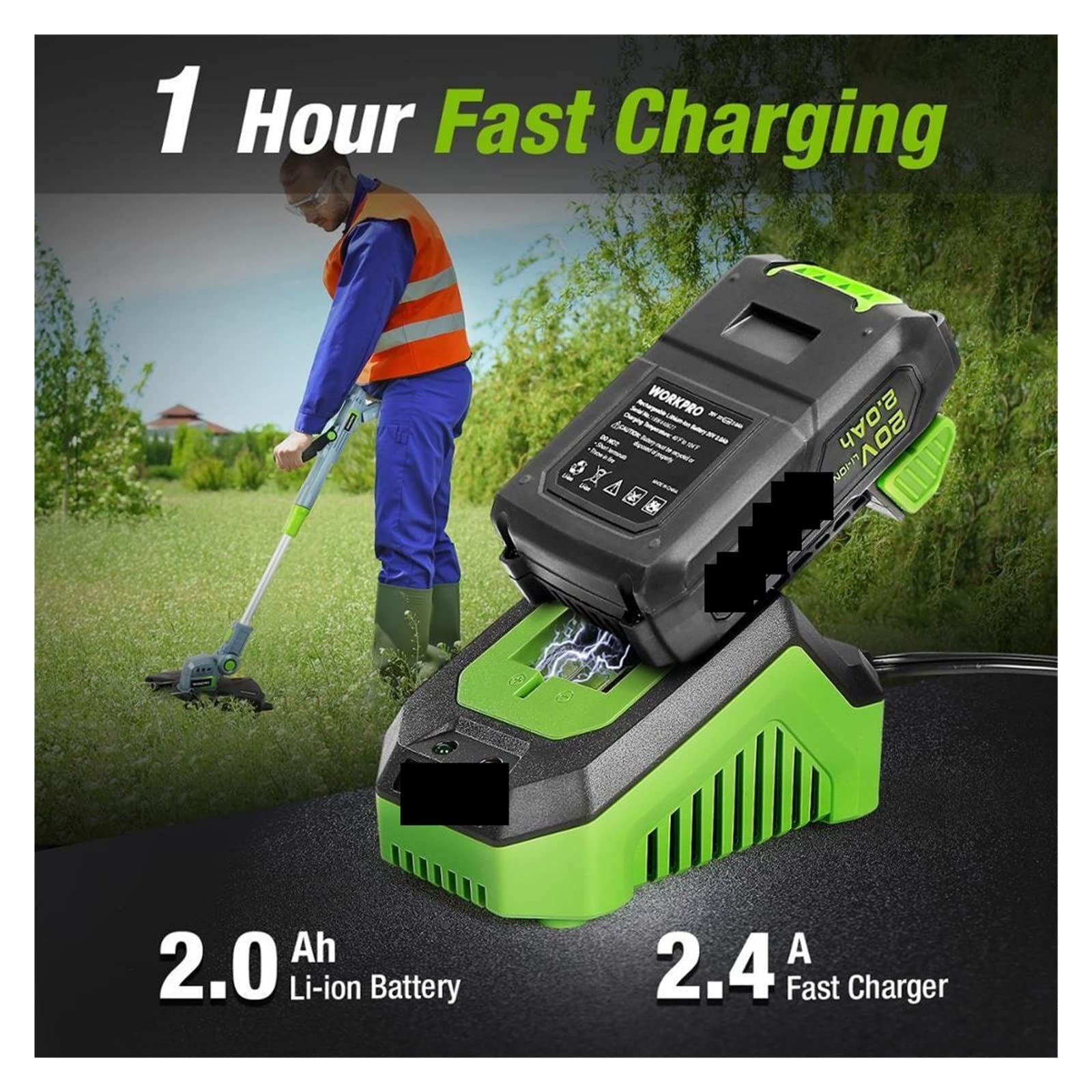 Cortasetos, Cortador de poda de jardín Tools20V Cortacésped eléctrico Cortacésped inalámbrico Cuerda de liberación automática con 20 cuchillas de repuesto