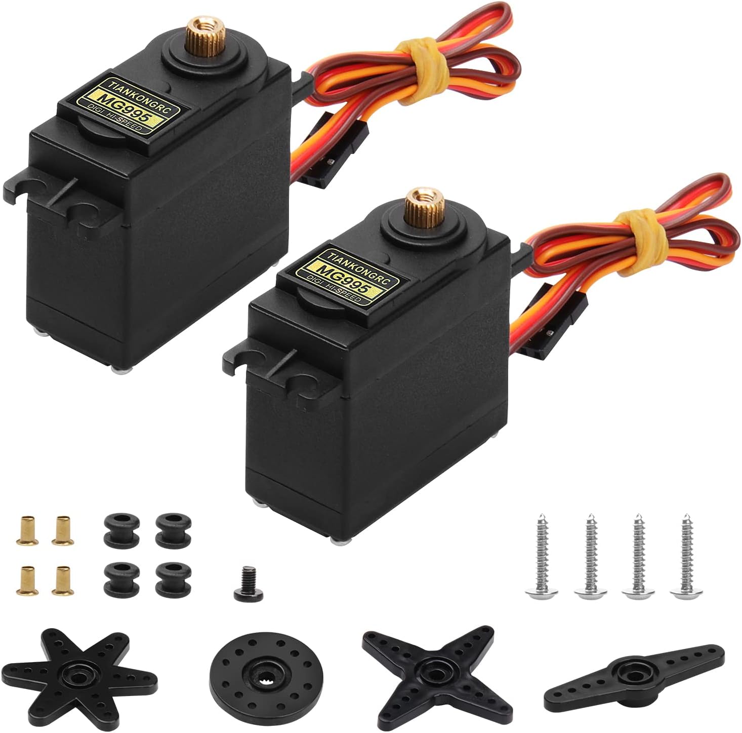 2 PCS MG995 Servo Motor Control Angle 180° Metal Gear Waterproof Digital High Speed Torque for RC Airplane Helicopter Mechanical Arm Car