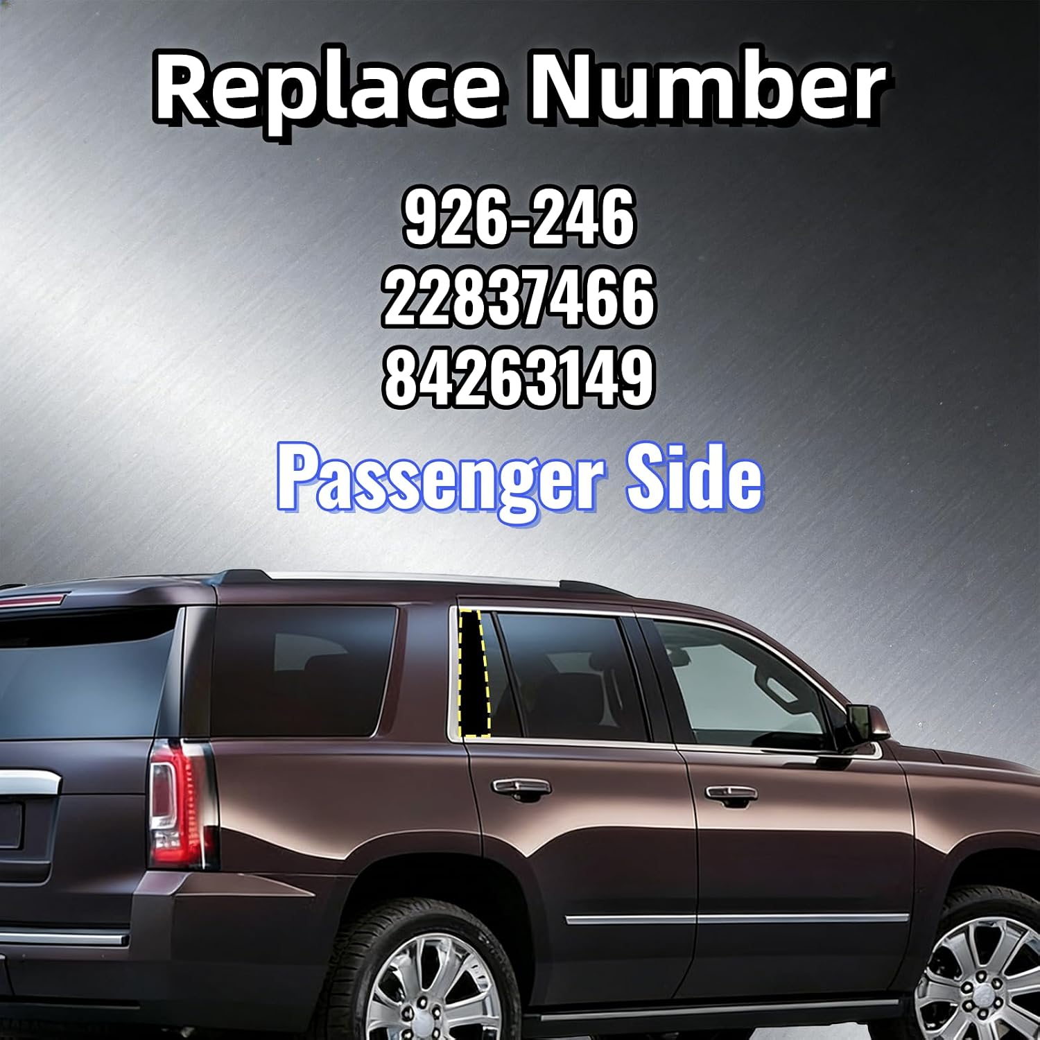 Rear Right Passenger Side Door Molding for Chevrolet Tahoe GMC Cadillac Escalade 2015-2018 Rearward Window Trim Molding 926-246, 22837466, 84263149