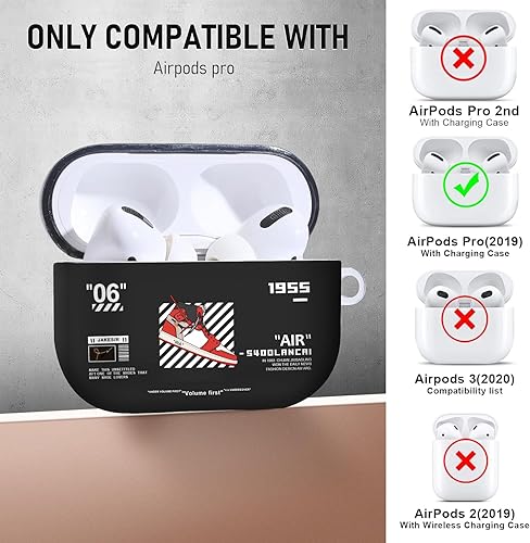 Vista 84 de Funda para Airpods Pro Air Sports Shoes, funda protectora de TPU suave resistente para Apple Airpod Pro con llavero para mujeres y hombres, azul