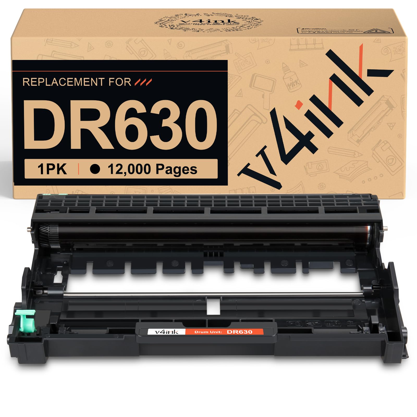 V4INK 1-Pack New Compatible Brother DR630 Drum Unit for Brother DCP-L2520DW DCP-L2540DW HL-L2300D HL-L2320D HL-L2340DW HL-L2360DW HL-L2380DW HL-L2500D MFC-L2700DW MFC-L2720DW MFC-L2740DW Printer-image-26