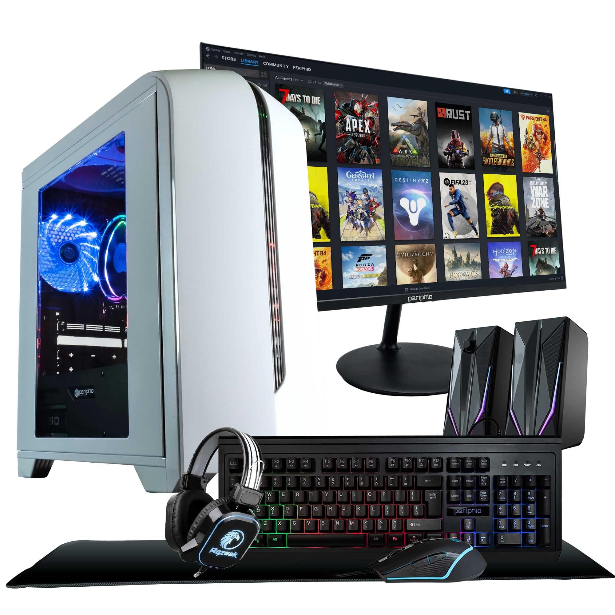 Periphio Warp Gaming PC Computer Battlestation Gaming Bundle AMD Ryzen  5600G Radeon Vega Graphics 1TB Solid State (SSD) 16GB DDR4 RAM