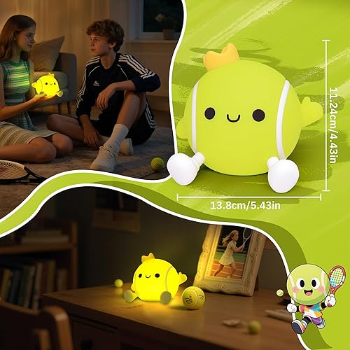 Miniatura 5 de Attivilife - Luz nocturna de tenis, regalos de pelota de tenis para niños, recargable, decoración de mesa de dormitorio, lámpara táctil LED