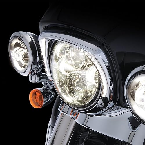 Miniatura 6 de Fang - Bisel LED para faros delanteros color negro para motocicletas FLH 2014