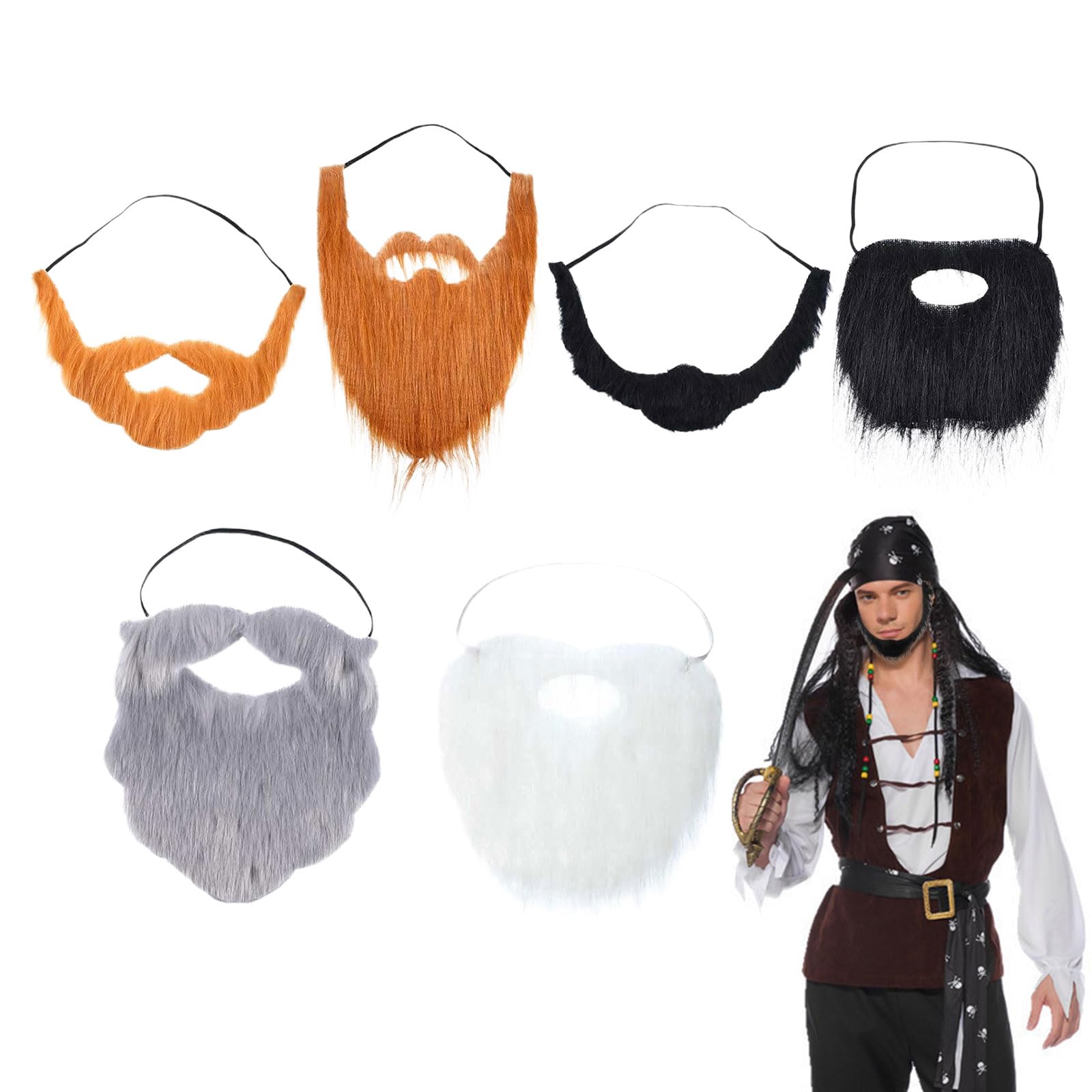 Vollbart Kostm Herren Realistischer Falscher Bart Zum Ankleben - Vollbart  Fr Fasching, Karneval, Halloween & Cosplay (Wei)