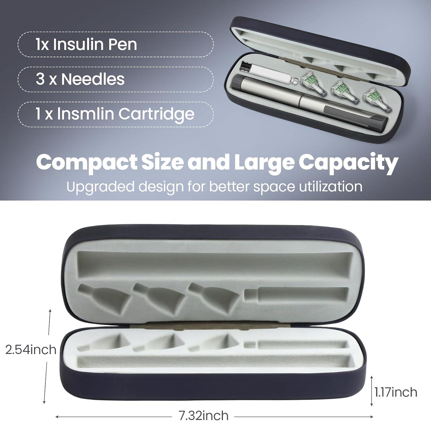 Insulin Pen Travel Case for 1 Pen, 3 Needles & 1 Cartridge – Portable Hard Shell Organizer for Diabetic Supplies – Compact Storage Holder for Daily or Travel Use (Case Only) (Black) image 4
