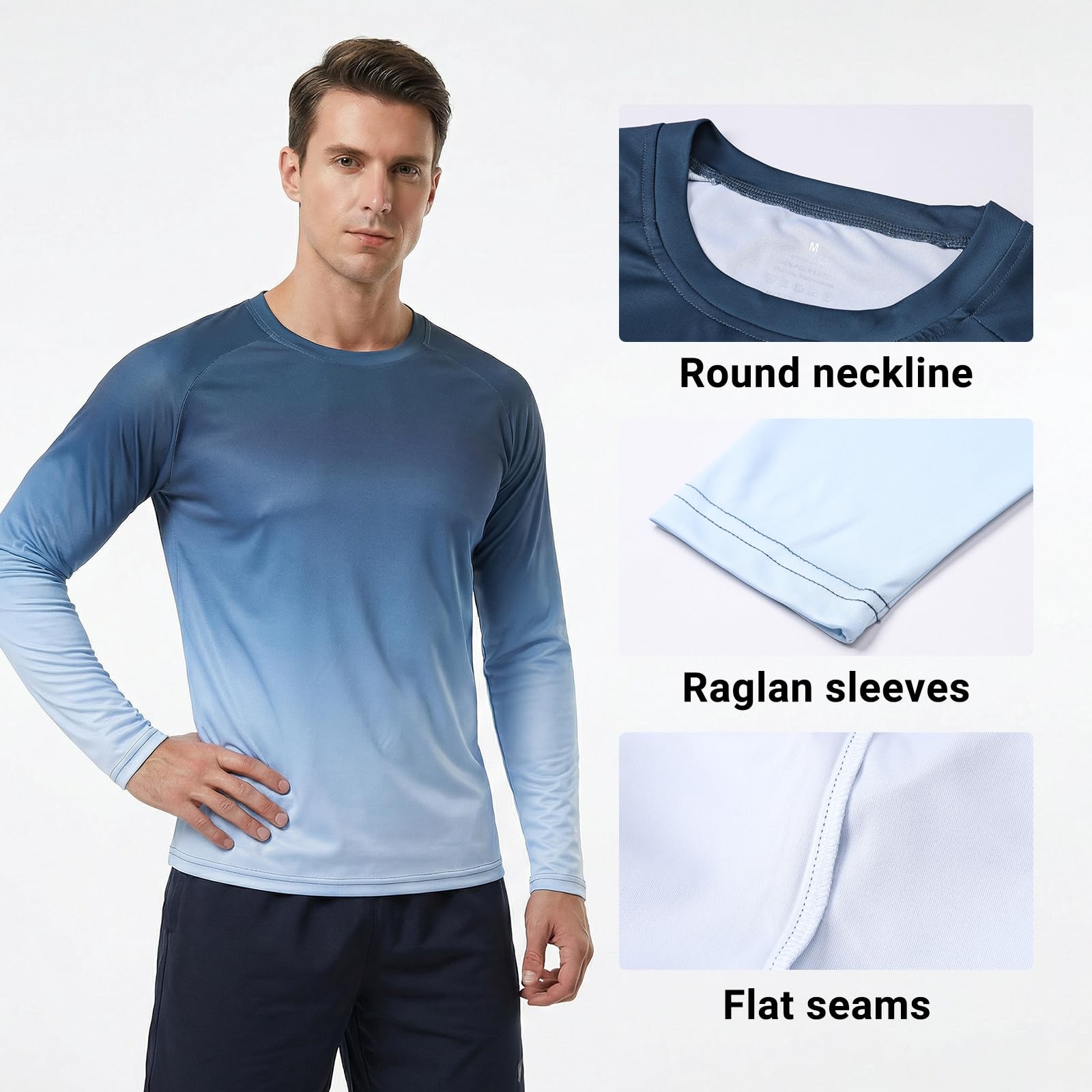 Cimic 3-Pack Rashguard UV Shirt Men, UPF 50+ UV Protection Swim Tshirt Quick Drying Breathable Sun Protection for Outdoor Surfing Running Top
