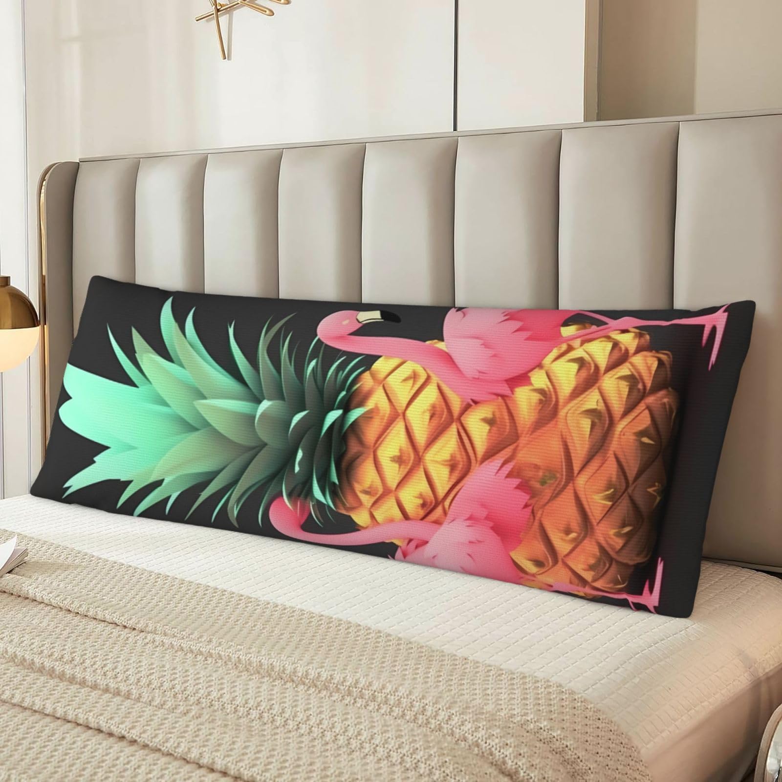 Pineapple Flamingos Body Pillow Case Cover, Microfiber Long Pillow Cases, Ultra Soft and Cozy Plush Body Pillowcase Decorative Long Bed Pillow Cover for Sleeping 20x54 Inches