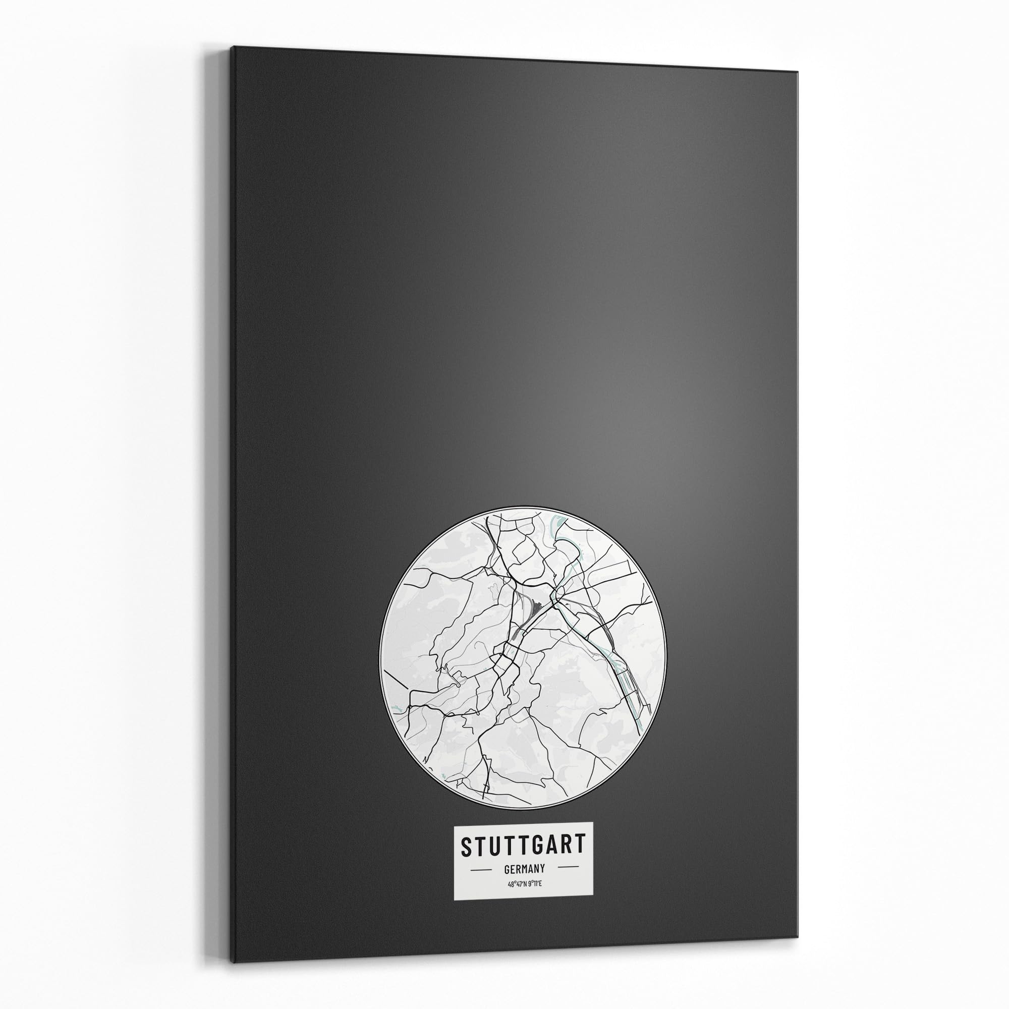 DEQORI Magnetyczna tablica do pisania kredą z nadrukiem UV | motyw "mapa miasta Stuttgart" | prostokątna tablica kredowa do pisania – dekoracja ścienna do kuchni, korytarza, pokoju dziecięcego i biura