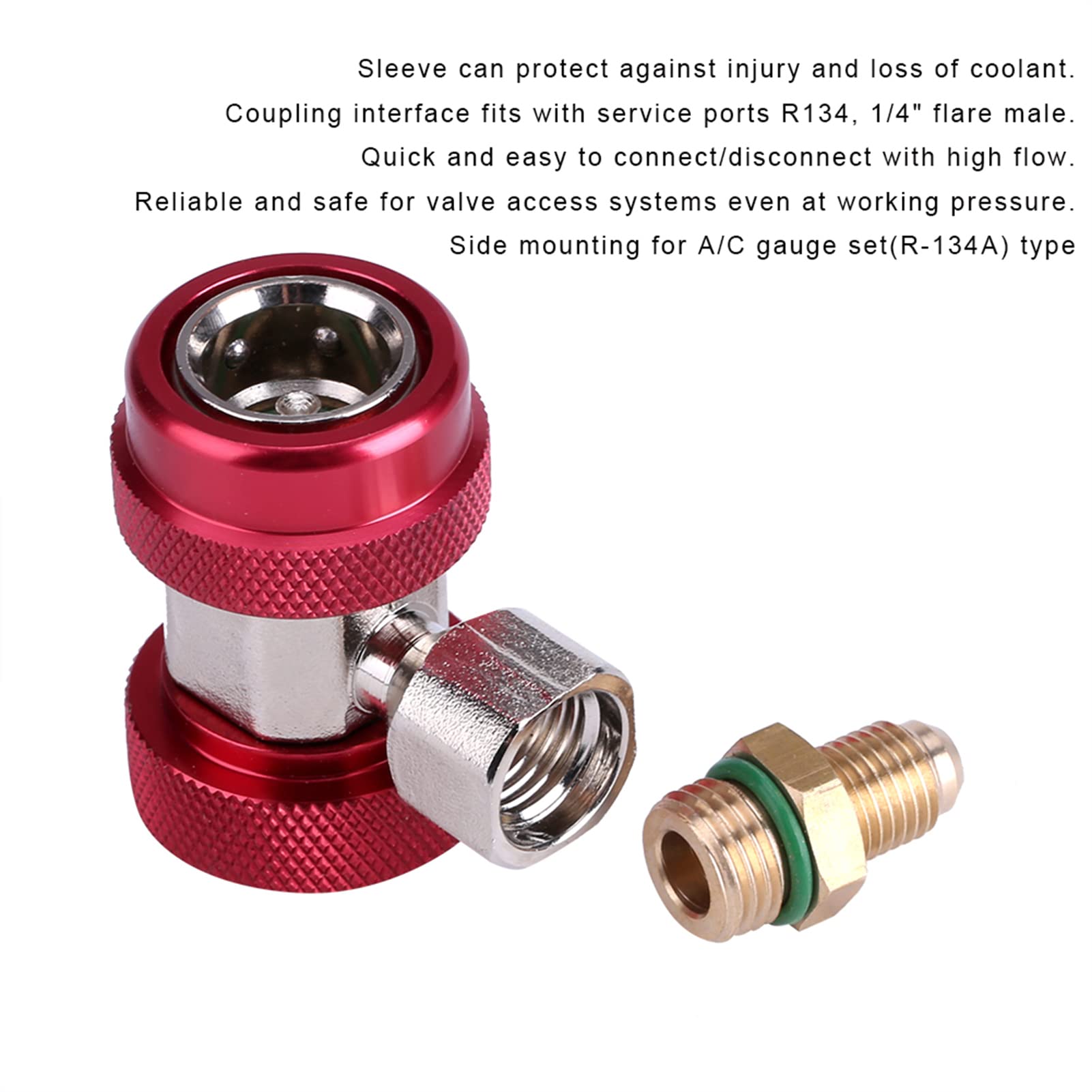 QANYEGN R134 A/C Low and High Quick Coupler A/C Coupler Adapter Extractor Spool, Quick Coupler Adapter Kit for Automotive Air Conditioners(Red High Pressure)