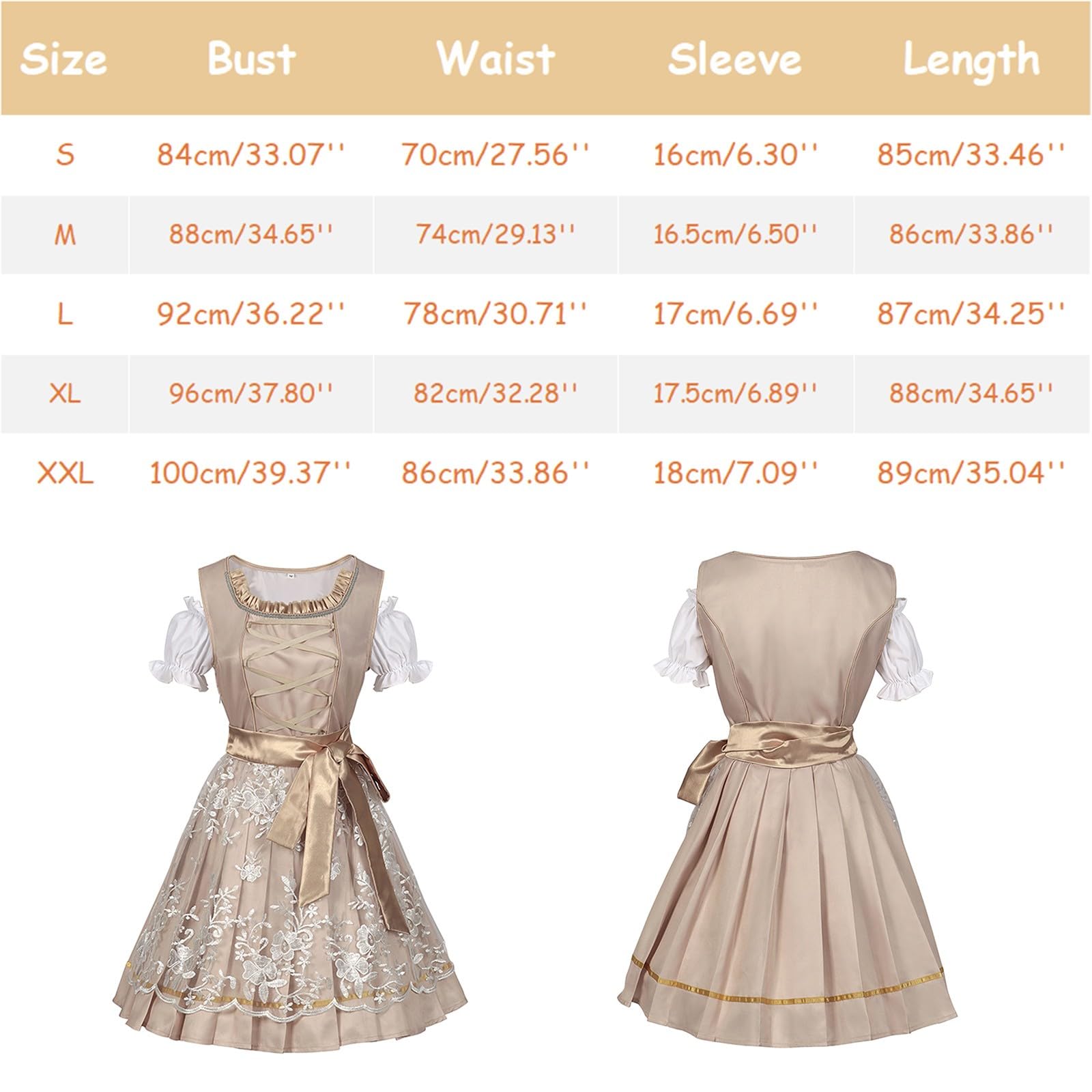 Dirndl Set Damen Komplett, Mit Bluse Knielang Dirndel Modern Spitze Trachtenrock Trachtenkleid Midi Grosse Grössen Dirndlkleid Übergröße Schnürung Vorne Kleider Elegant Dress Schürze Besondere Anlässe