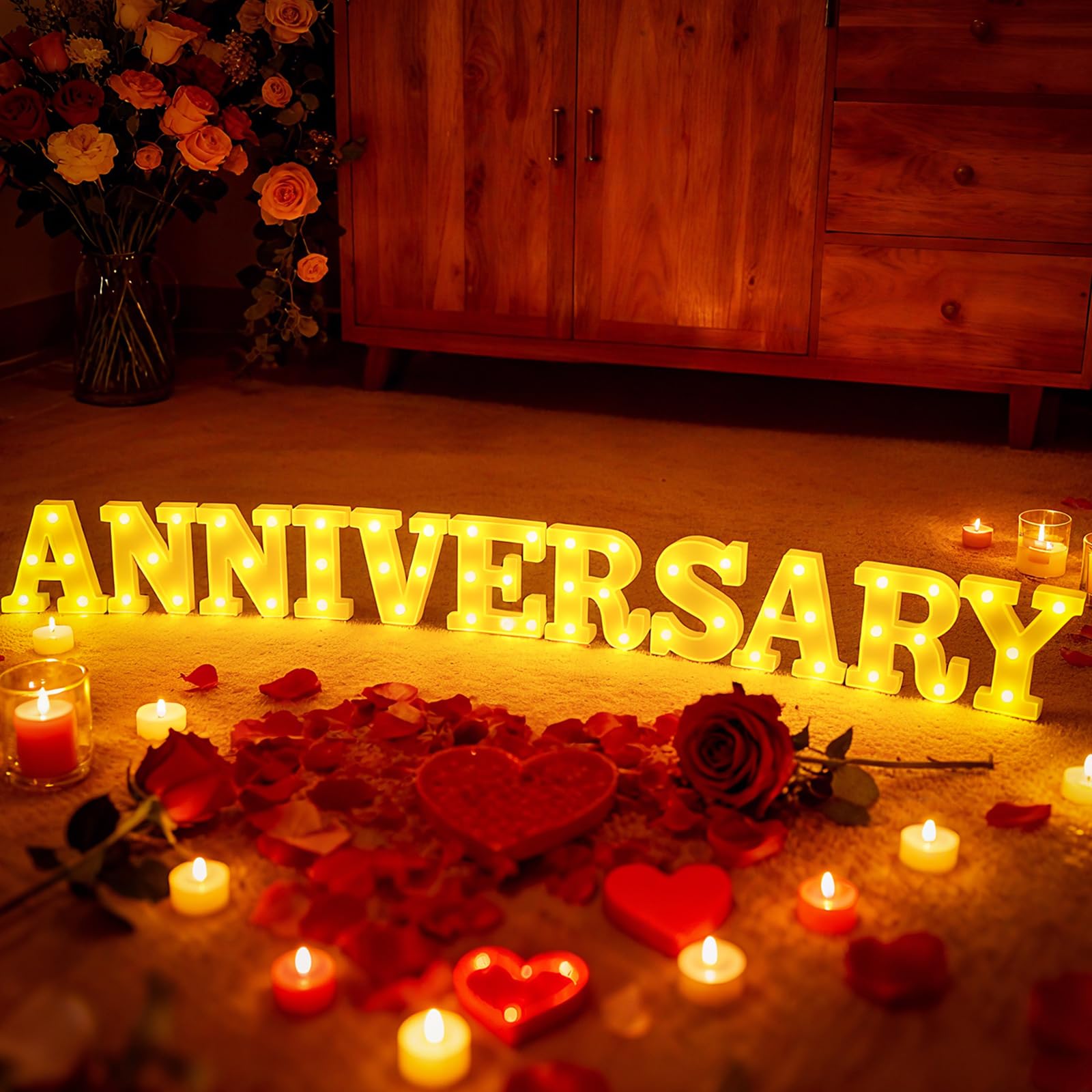 Aurelema 11 Pcs Anniversary LED Letter Lights Sign Decorations