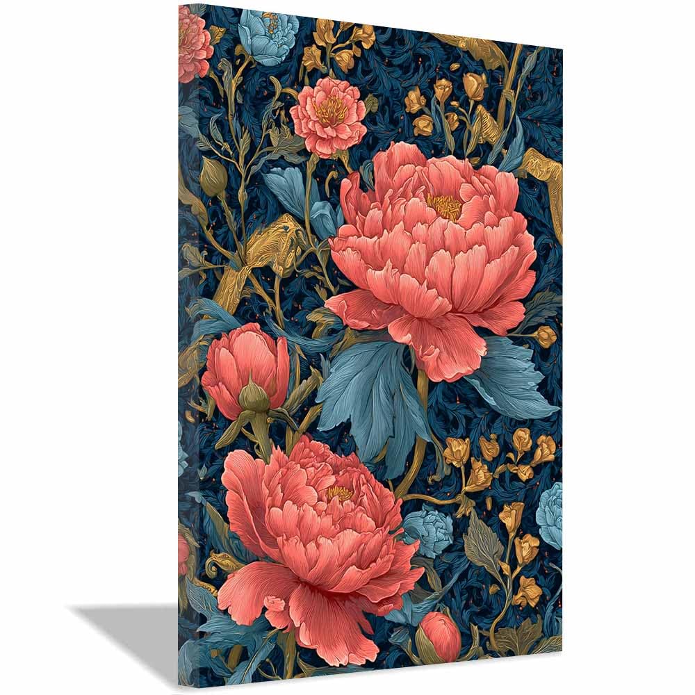 Xeniou Multicolor Flower Canvas Wall Art Corals Peony Pattern Art Canvas Wall Art, For Living Room Bedroom Restaurant Home Office Wall Decoration(Multicolor)-60X90cm Framed