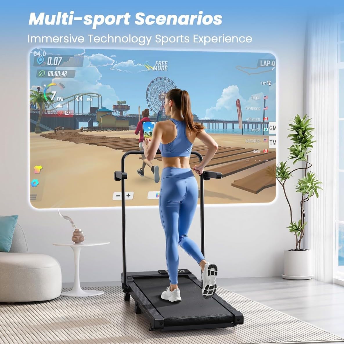 Superun Raceable Tapis Roulant Salvapazio Elettrico con Inclinazione 6%, 3CV Walking Pad,1-12 km/h Tapis Roulant Elettrico Pieghevole con APP Controllo Corsi di Allenamento, Massima di 136 kg