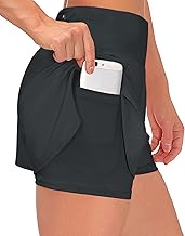 Tincini Shorts Damen Sommer Sport Kurze Hosen 2 in 1 Laufshorts Fitness Sporthose Running Yoga Jogging Beiläufige Elastisch Schnelltrocknende (A Dunkelgrau, M), TY0389