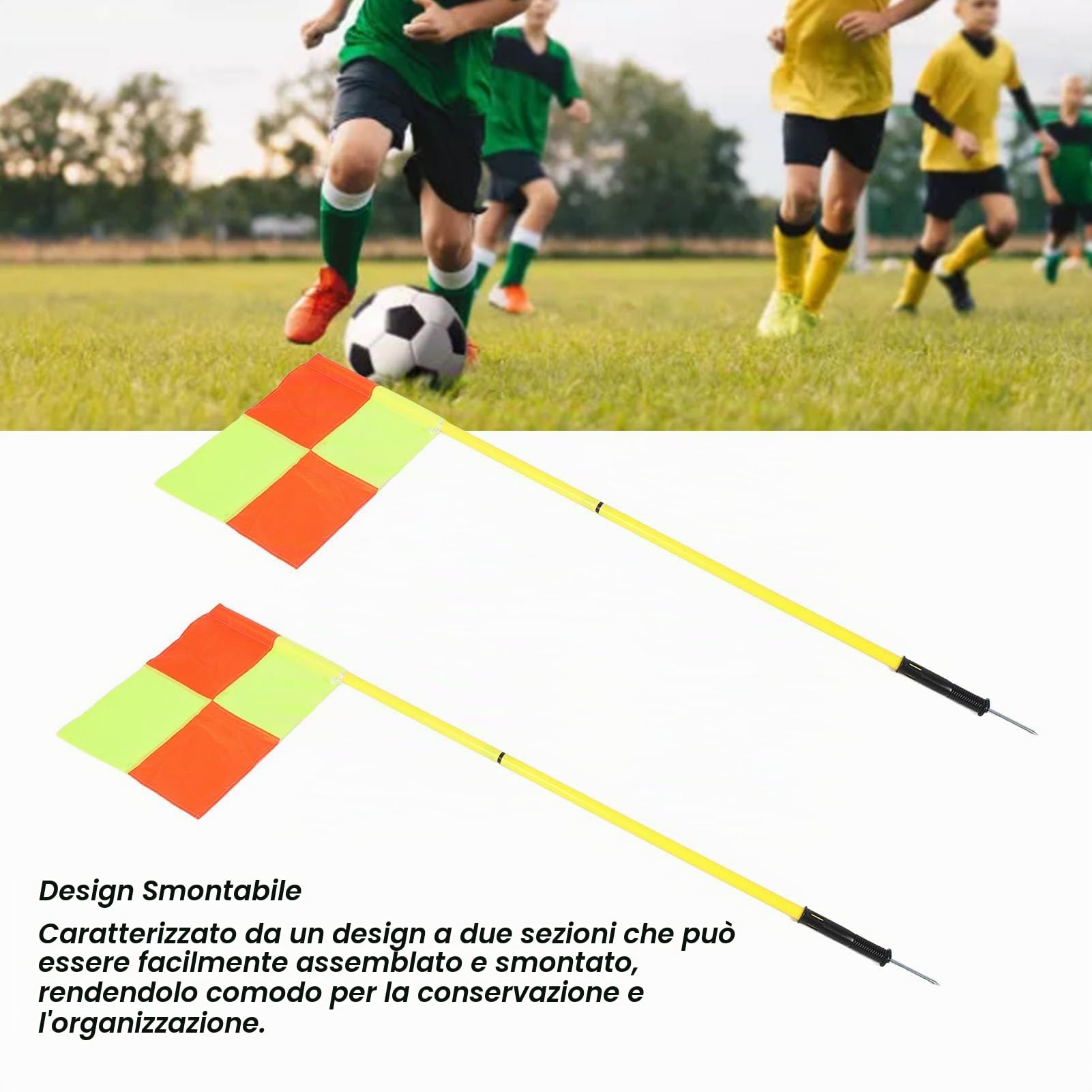 Bandiere per Angoli da Calcio da 4 Pezzi, 4,9 Piedi, SUNFECILI, Attrezzature da Calcio, Aste Portabandiera Ancorate, Set di Bandiere con Custodia per Allenamento, Sport e