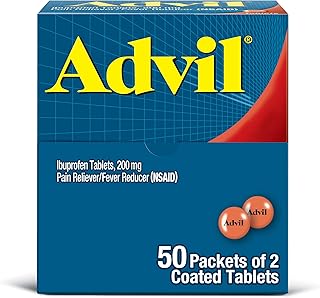 Advil Pain Reliever and Fever Reducer, Pain Relief Medicine with Ibuprofen 200mg for Headache, Backache, Menstrual Pain and Joint Pain Relief - 50x2 Coated Tablets