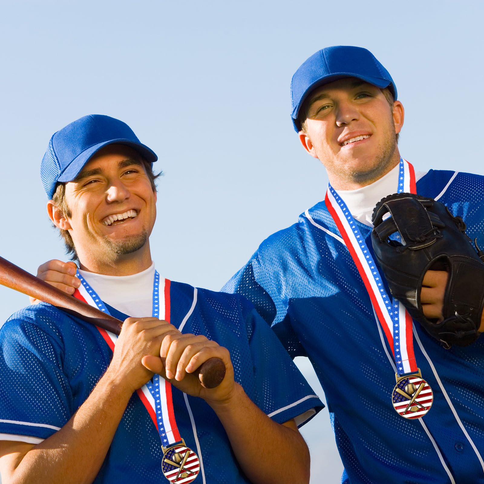 30 Stück Patriotische Medaillen Goldmedaillen Bulk Trophäe mit Halsbändern Spirit Medaillon mit Sternen Streifen Amerikanische Flagge für Sport Trophäe Teilnahme Gewinner Geschenk
