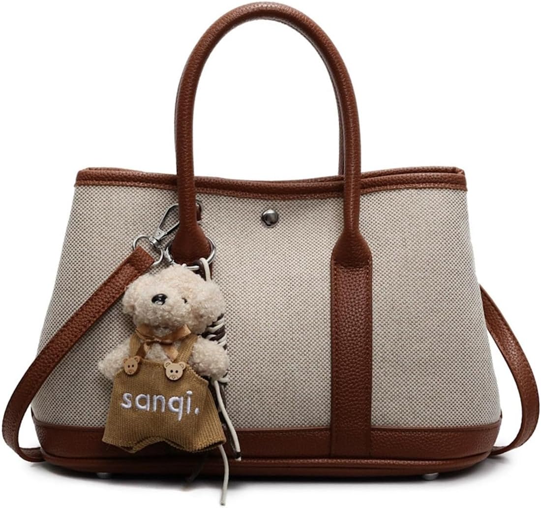 Women’s Top Handle Handbags, Fashion Ladies Tote Shoulder Bag Simple Canvas Satchel