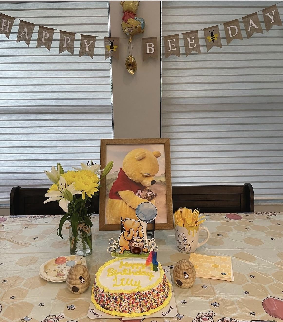 Uniwish Happy Bee Day Burlap Banner Bumblebee Themed Baby Shower ...