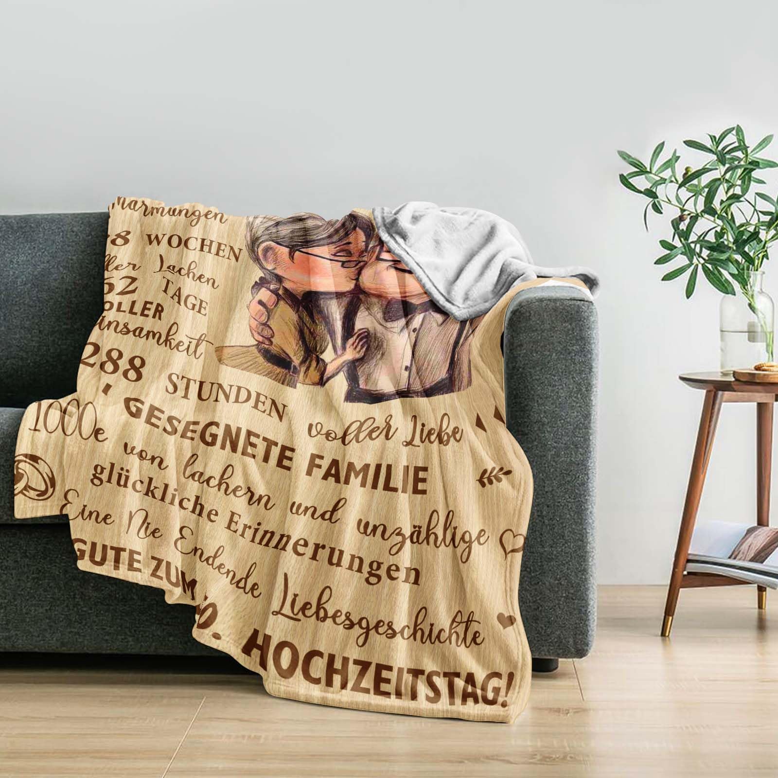 Goldene Hochzeit Geschenke, 50 Hochzeitstag Geschenke für Sie/Ihn, Geschenk Goldene Hochzeit Eltern, Goldenehochzeit Geschenkideen Decke 200x150CM