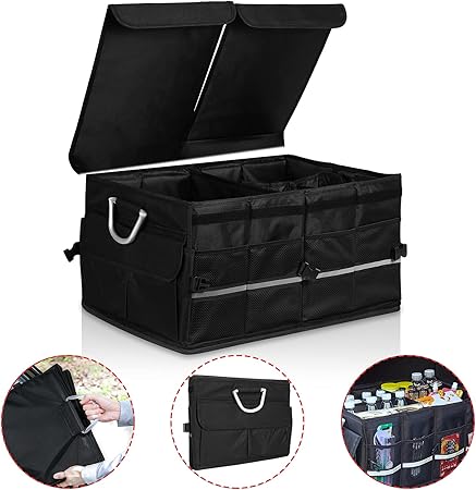 Amazon Alloyseed 車用収納ボックス 車収納ケース 折り畳み式 蓋付き トランク 収納 車載ボックス 防水 大容量 仕切り板 滑り止め Suv 軽自動車などの大中小型車に適用 ポケット ケース カバー 車 バイク