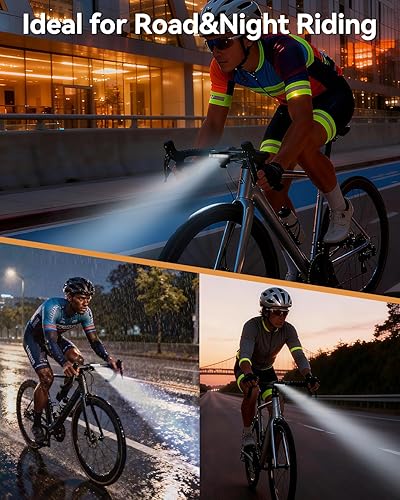 Miniatura 7 de CL350 - Faro delantero de bicicleta de 350 lm para conducción nocturna y de día, luz frontal recargable USB-C de 4000 mAh, IPX4 impermeable, lámpara
