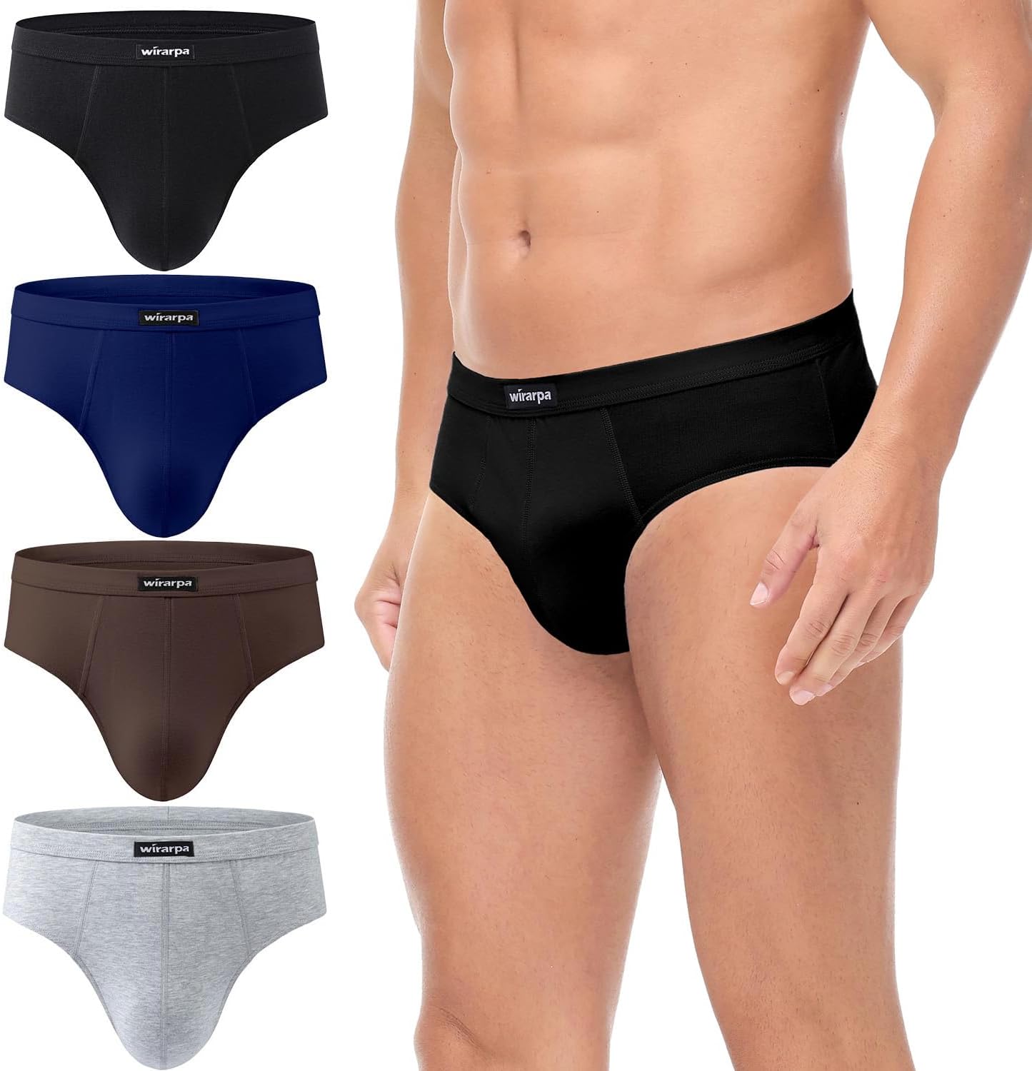 wirarpa Men's Underwear Cotton Stretch Briefs Covered Waistband Underpants No Fly 4 Pack - Image 7
