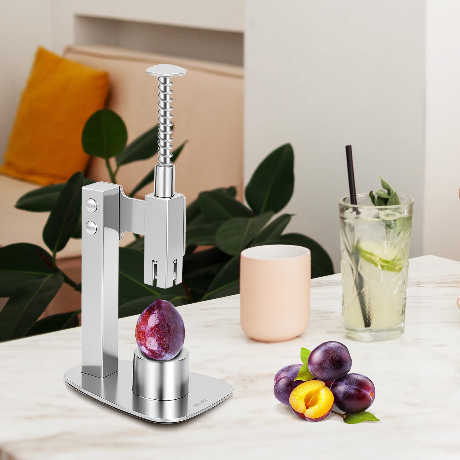 Snocciolatore di ciliegie, per rimuovere i noccioli di ciliegia in acciaio inox per una rapida rimozione dei noccioli, per ciliegie, prugne, olive, datteri