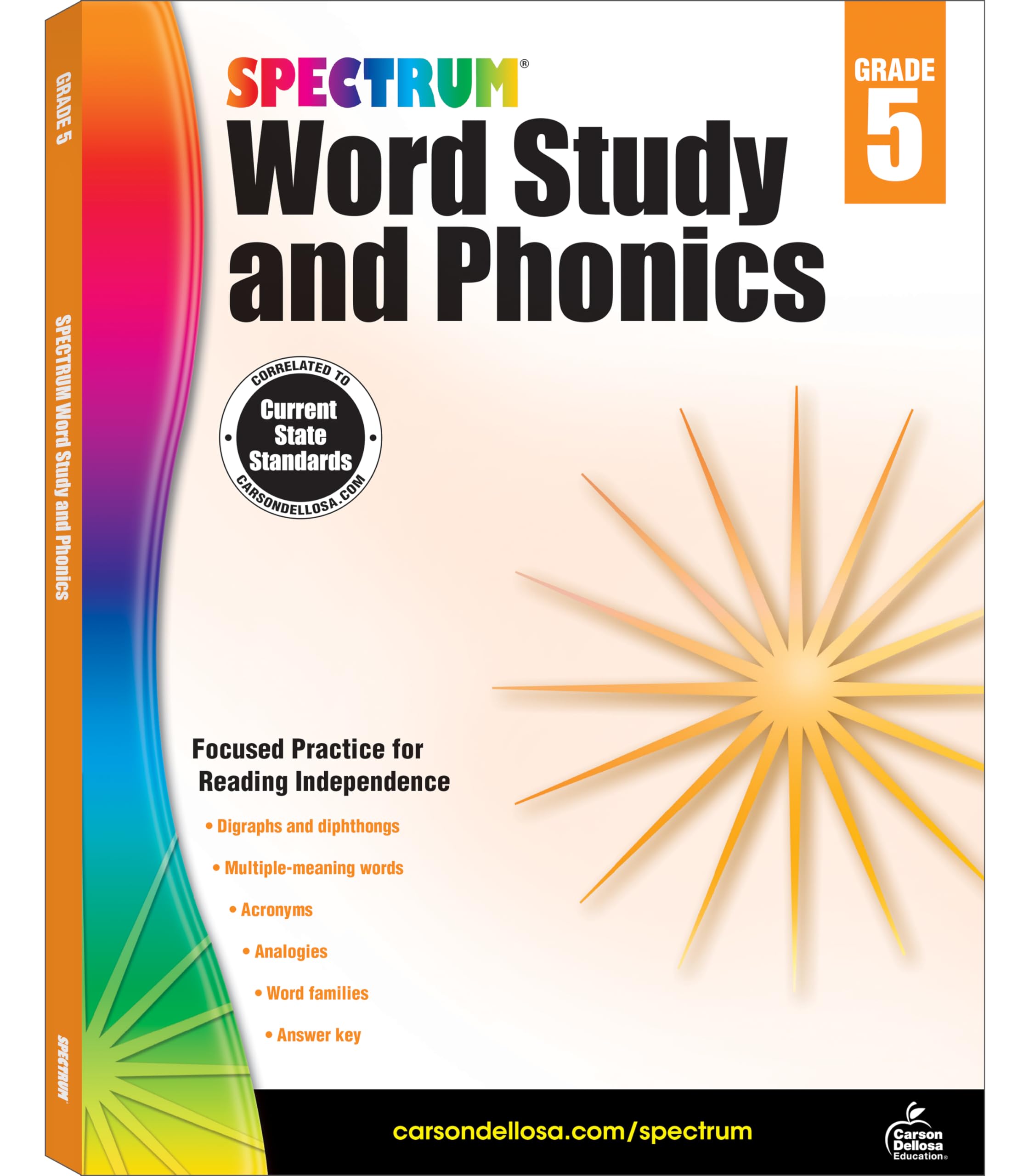 Spectrum Grade 5 Word Study and Phonics Workbook, Language Arts Book Covering Vocabulary, Dictionary Skills, Spelling, Digraphs, and More, ELA Classroom or Homeschool Curriculum