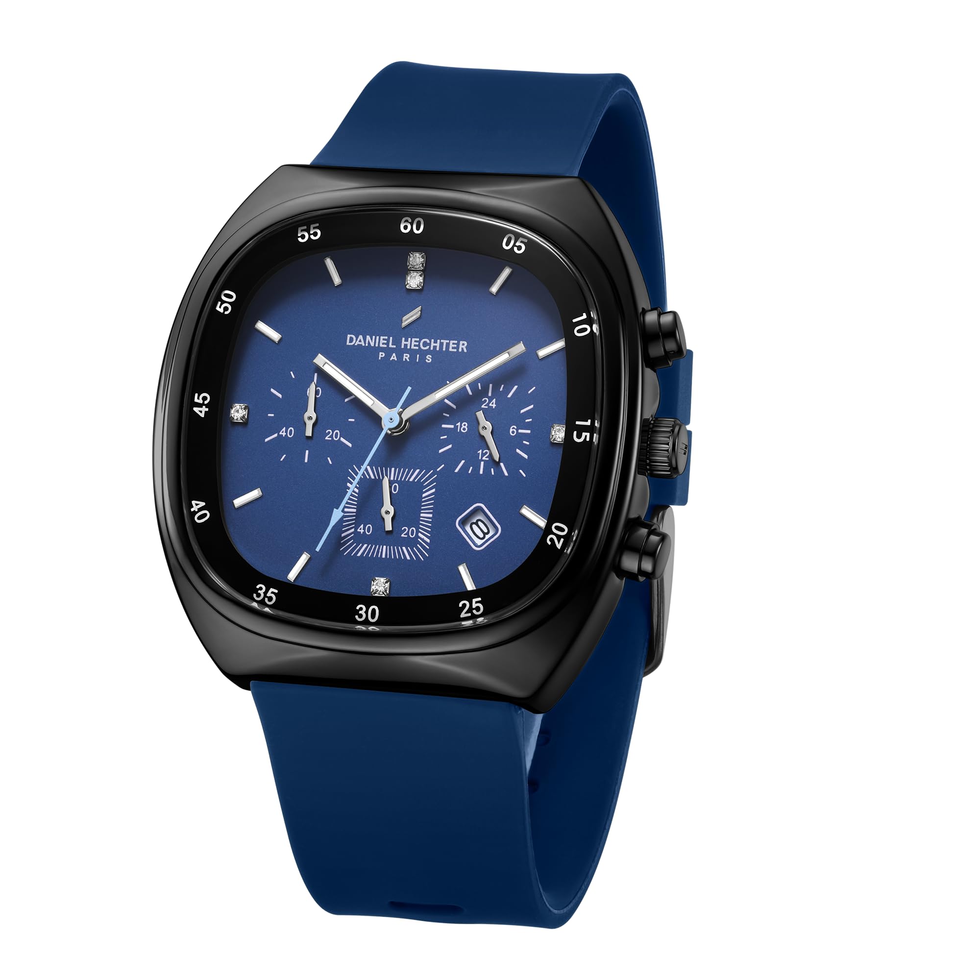 Daniel Hechter Paris Bercy Collection Modern Chronograph Watch for Men with Square Dial and Silicon Band-DHM1001