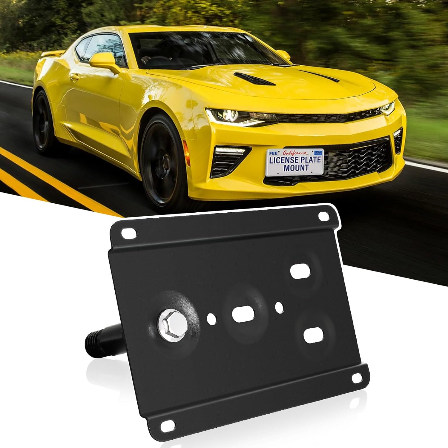 New Front Tow Hook License Plate Bracket Holder Compatible with 2016-up Chevrolet Camaro 6th Gen No Drill Front Bumper License Plate Mounting Kit License Plate Frame Car Accessories
