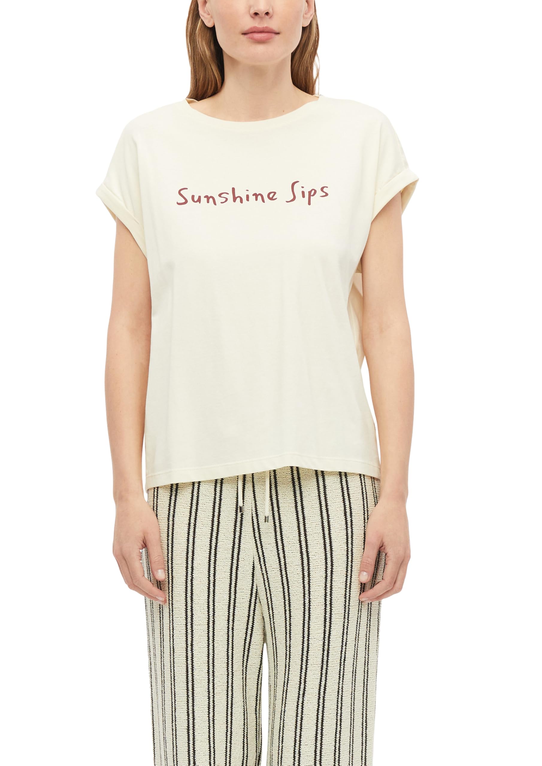 s.Oliver Women's 2178612 T-Shirt with Front Print (Pack of 1), Brown, 10
