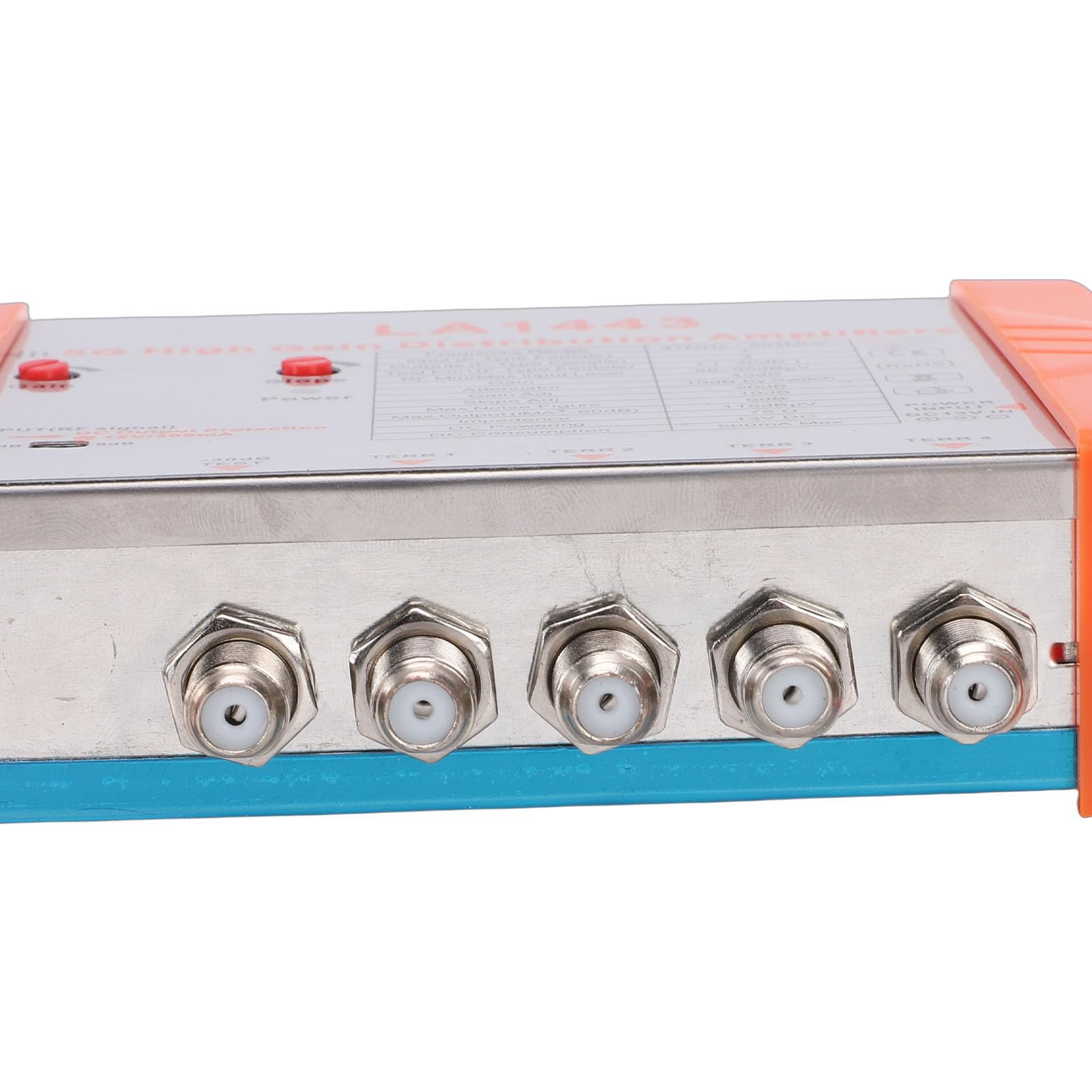 Cuifati Amplificateur de Distribution TV 4 Ports avec Filtre 5G LTE à Gain de 45 DB pour Amplificateur de Signal D'antenne de Télévision par Câble avec 1 Entrée 4 Sorties à Faible Bruit (Prise UE)