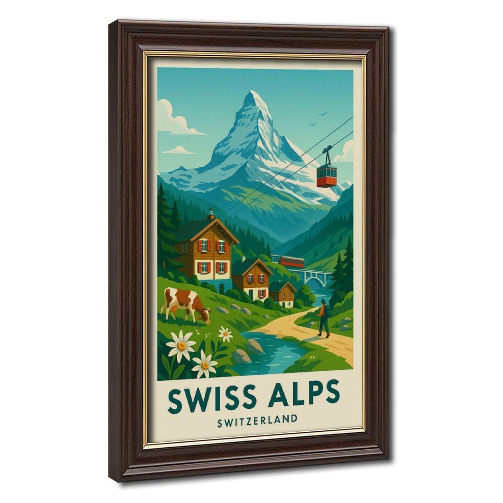 Bareronor Swiss Alps Canvas Poster for Bedroom Decor Gift