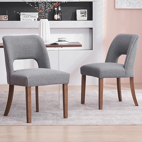 Miniatura 15 de VKNOW Juego de 6 sillas de comedor de madera, sillas de comedor tapizadas en tela modernas, sillas de cocina, silla de comedor de granja para cocina