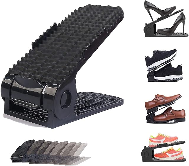 Bayou Shoe Slots, 8 PCS Shoes Slots Organizer, 4-Level Adjustable Shoe Stacker, Upgraded Shoe Space Saver, 50% Space-Saving Shoe Holders.