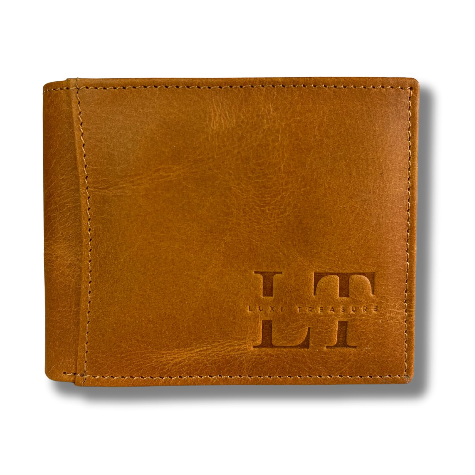 Buffalo Leather Wallet | Premium Tan Brown Wallet with Coin Pocket, Chain Pocket, 2 Bill Compartments, 7 Credit Card Compartments, and ID Card Compartment