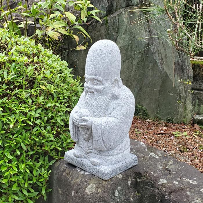 Amazon.co.jp: 桃を持った寿老人【七福神】高さ約35cm 石置物
