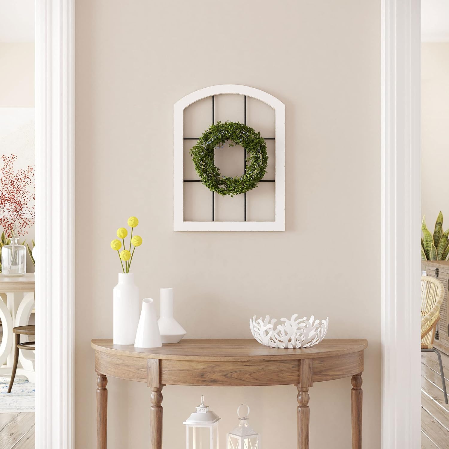 Barnyard Designs 15.75x20.5 Rustic Window Frame Wall Decor Farmhouse Window Wall Decor, Vintage Country Wall Hanging Decor Farmhouse Bedroom Decor, Window Decor Vintage Wall Decor, White/Black, 2 Pack