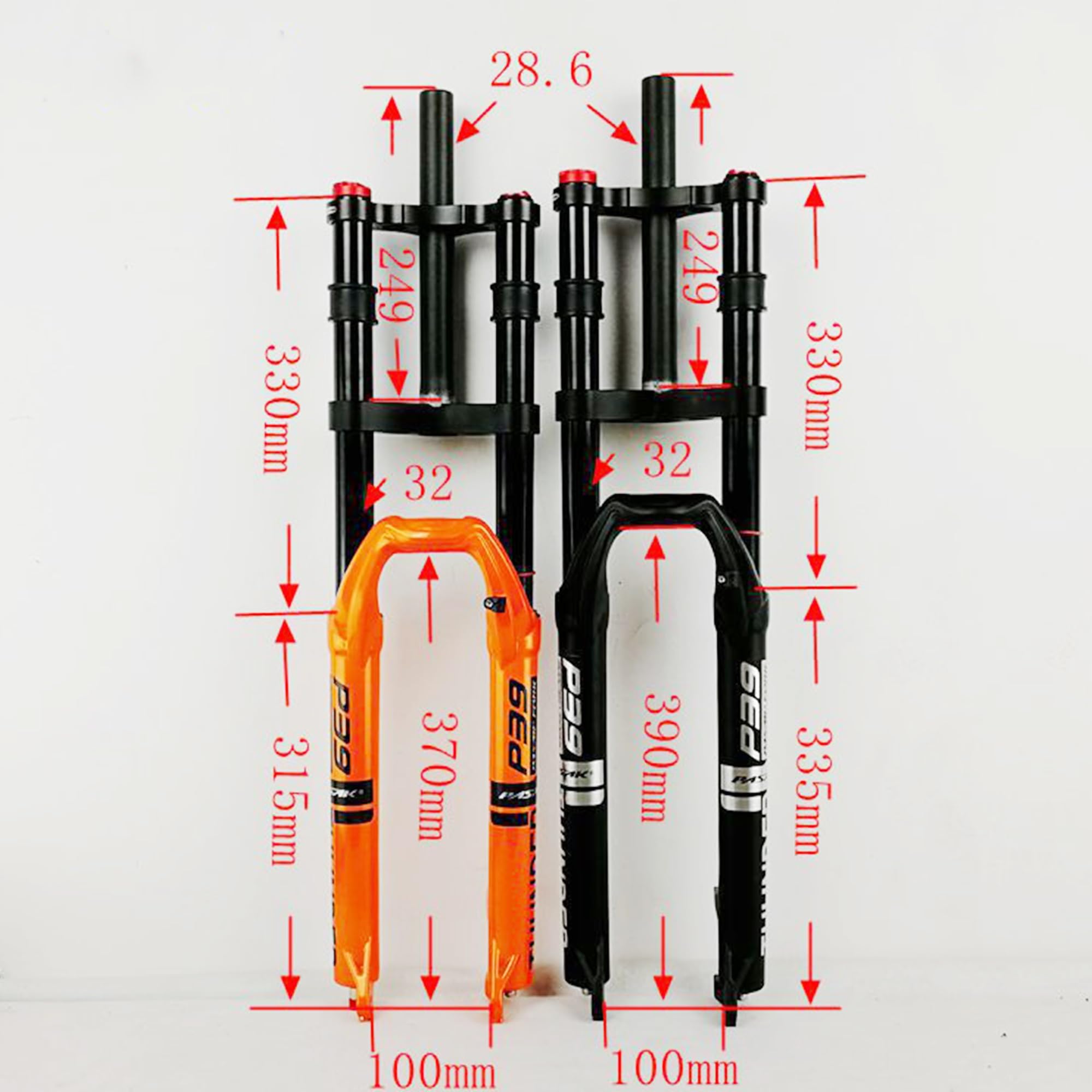 26/27,5/29" skok sprężyny 130 mm MTB zawieszenie pneumatyczne widelec przedni 1-1/8" rura prosta QR 9 mm podwójne ramię ręczna blokada ultralekki widelec do roweru górskiego (kolor: pomarańczowy