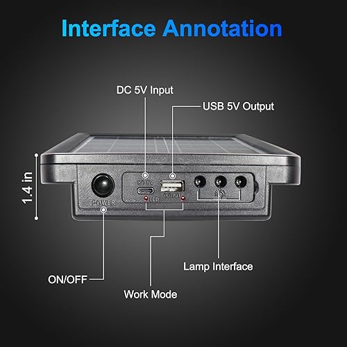 Miniatura 5 de Panel solar de 6 V 5 W con batería de litio recargable de 2400 mAh incorporada y luz LED, kit de cargador de batería solar con salida USB de 5 V