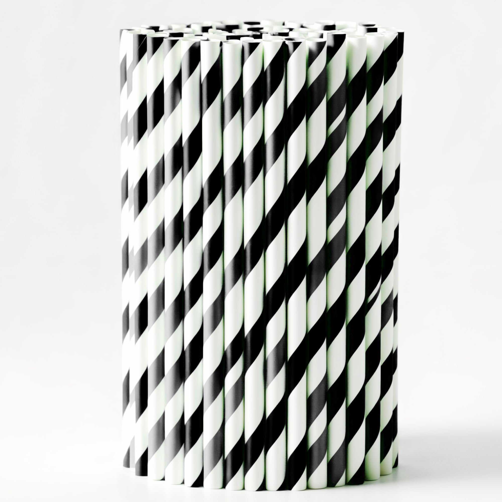 Event Décor Shop Striped Paper Drinking Straw, 19.5cm, Black White, 1000pcs