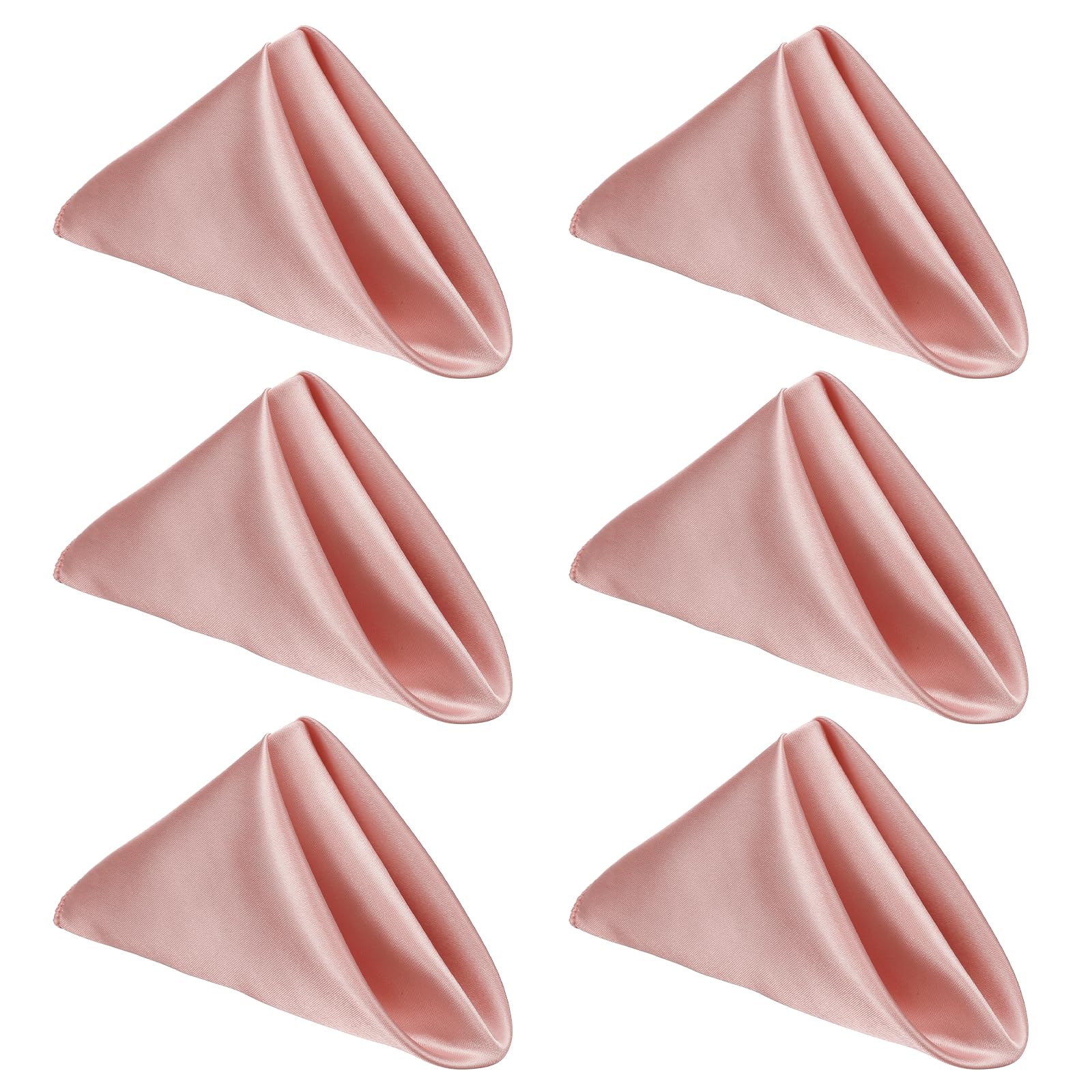 sourcing map 6 Pcs Rose Gold Satin Napkins, 17x17 Inch Dinner Napkins Cloth Washable Polyester Soft Square Table Decoration for Restaurant Parties Wedding Dining Banquet Event