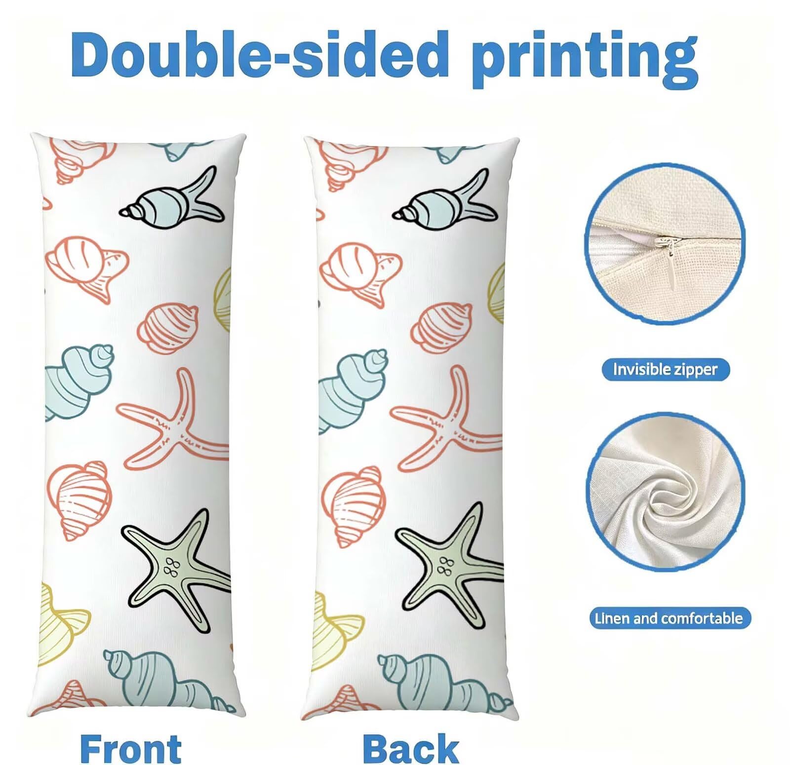 Fodera Cuscino 55 x 160 cm, Bianco-10 Lino Copricuscini Letto,